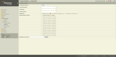Atskaišu atlases parametri un filtri.